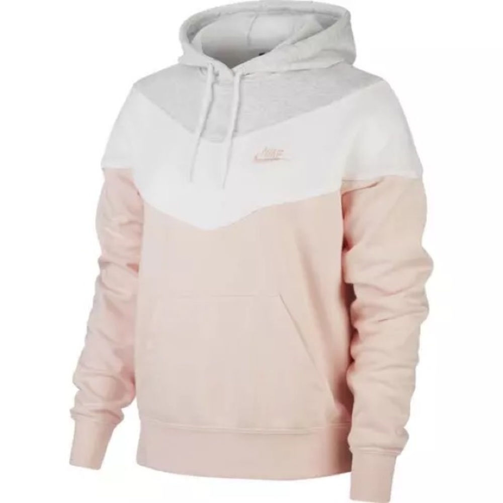 Nike Light Gray, Light Pink and White Hoodie